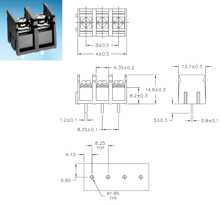 Chart - TE Connectivity Modular Dual Barrier Terminal Blocks
